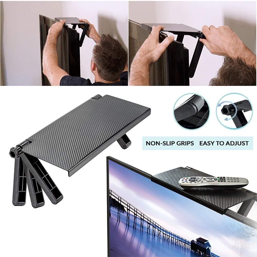 Wall Mount Adjustable Non Slip TV Screen Top Storage Shelf Desktop