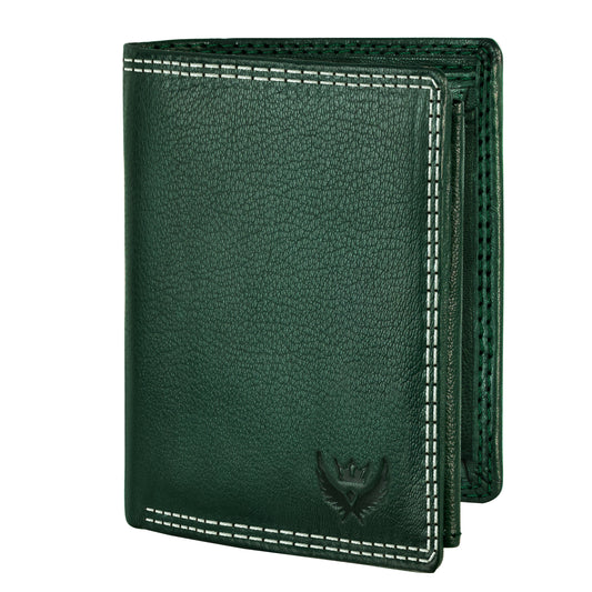 Lorenz Vintage Green Case Fold Style Genuine Leather RFID Blocking Large Capacity Unisex Wallet