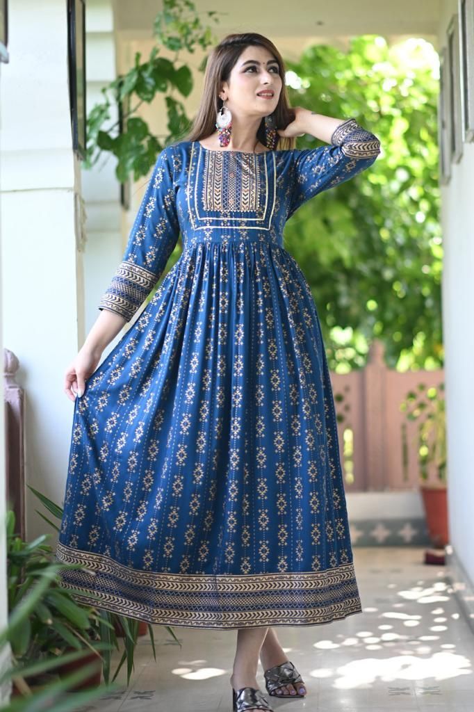 Janki Creation Floral Print Anarkali Kurtas