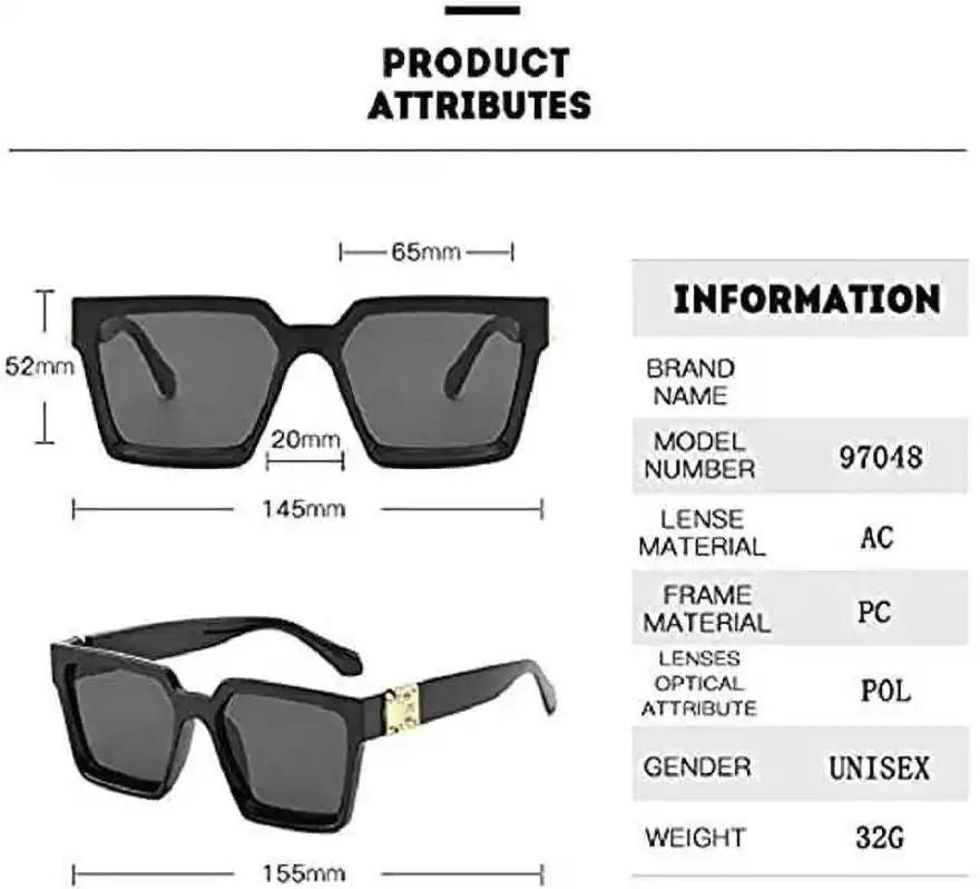 UV Protection Over-sized Sunglasses (60) (For Men & Women, Black, Black)