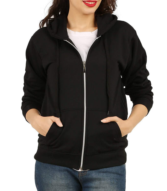 Women Cotton Solid Hoodie Jackets