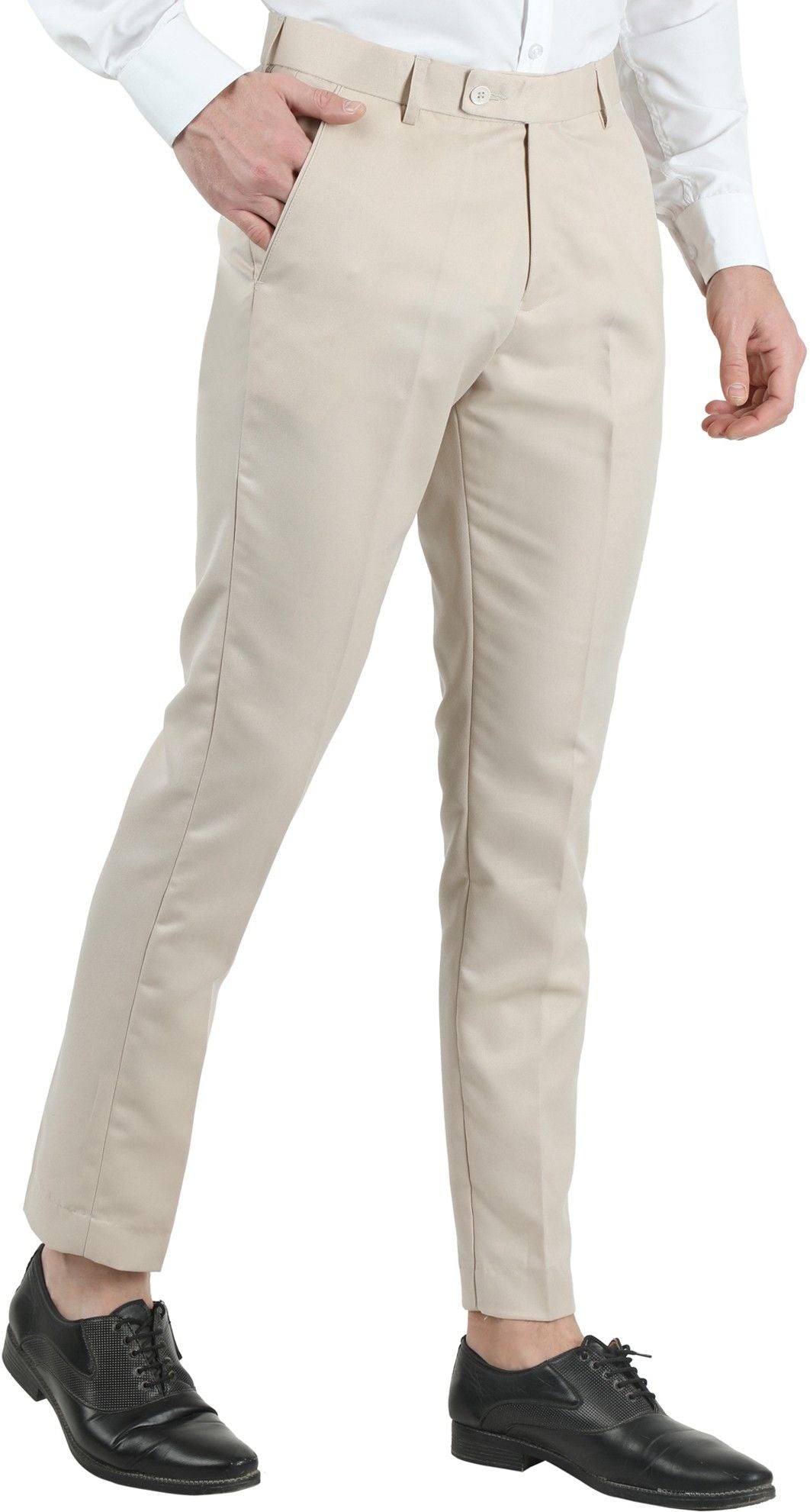 Men's Slim Fit Solid Formal Trouser